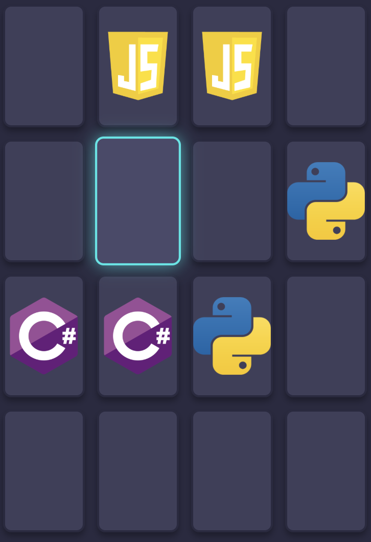 Screenshot of the Memory game